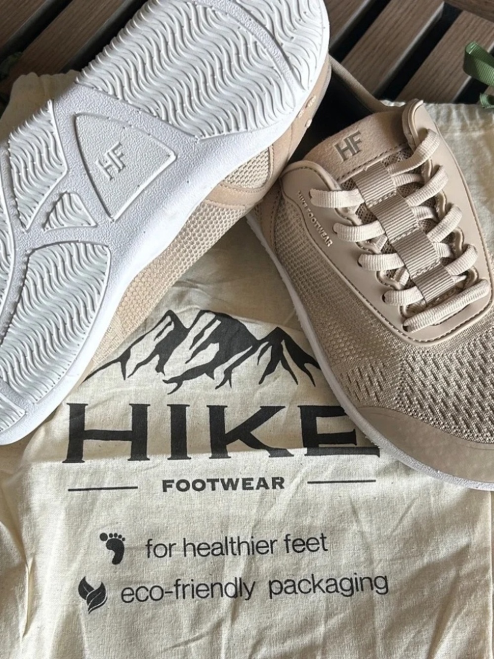 New Hike Footwear Stride Hands-Off lace up Ergonomic Shoes beige EU 37 W7 M 5